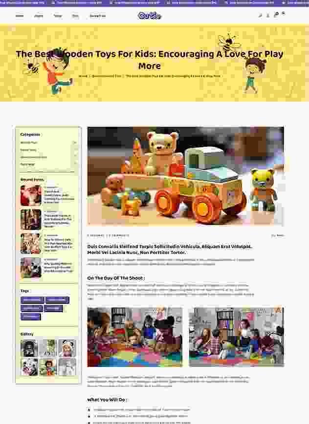 landing page Cutie Blog Left