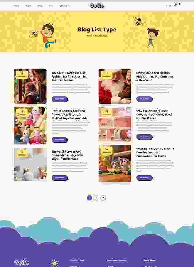 landing page Cutie Blog List Ype