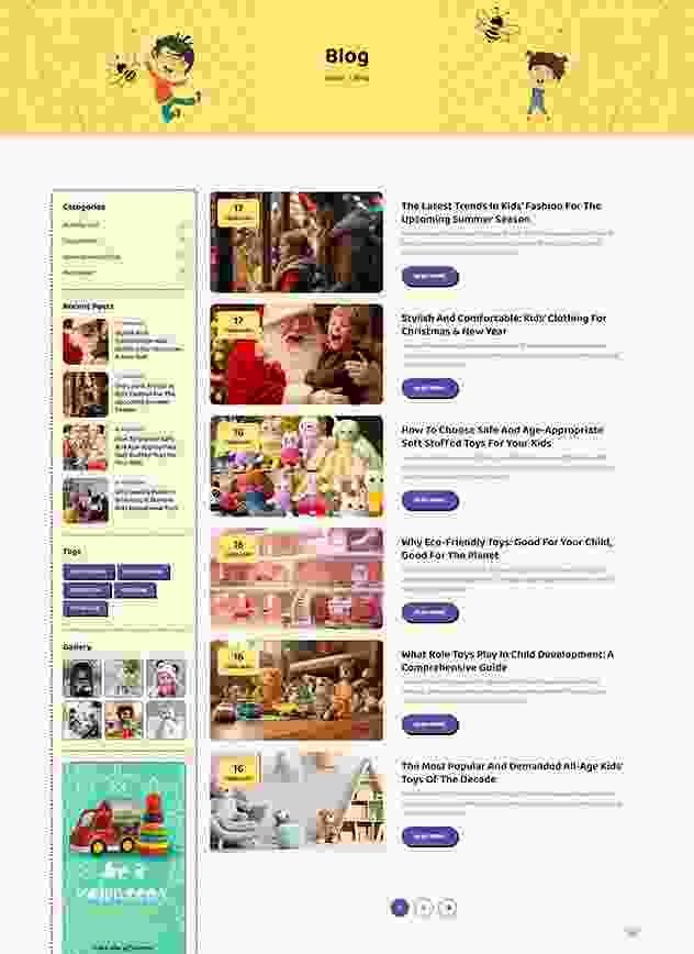 landing page Cutie Blog Listing
