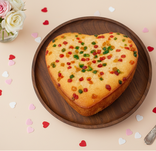 Tutti Frutti Heart Cake